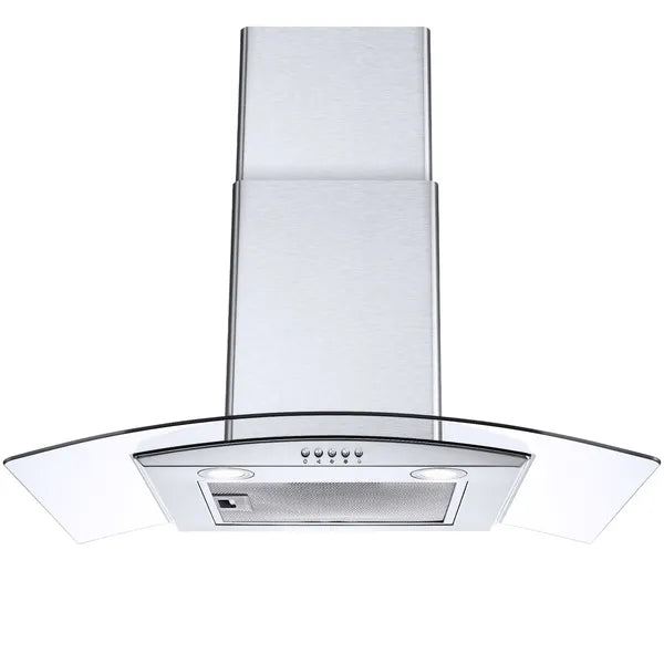 30-Inch Wall Mount Range Hood 450CFM with Tempered Glass, 3-Speed Fan & LEDs