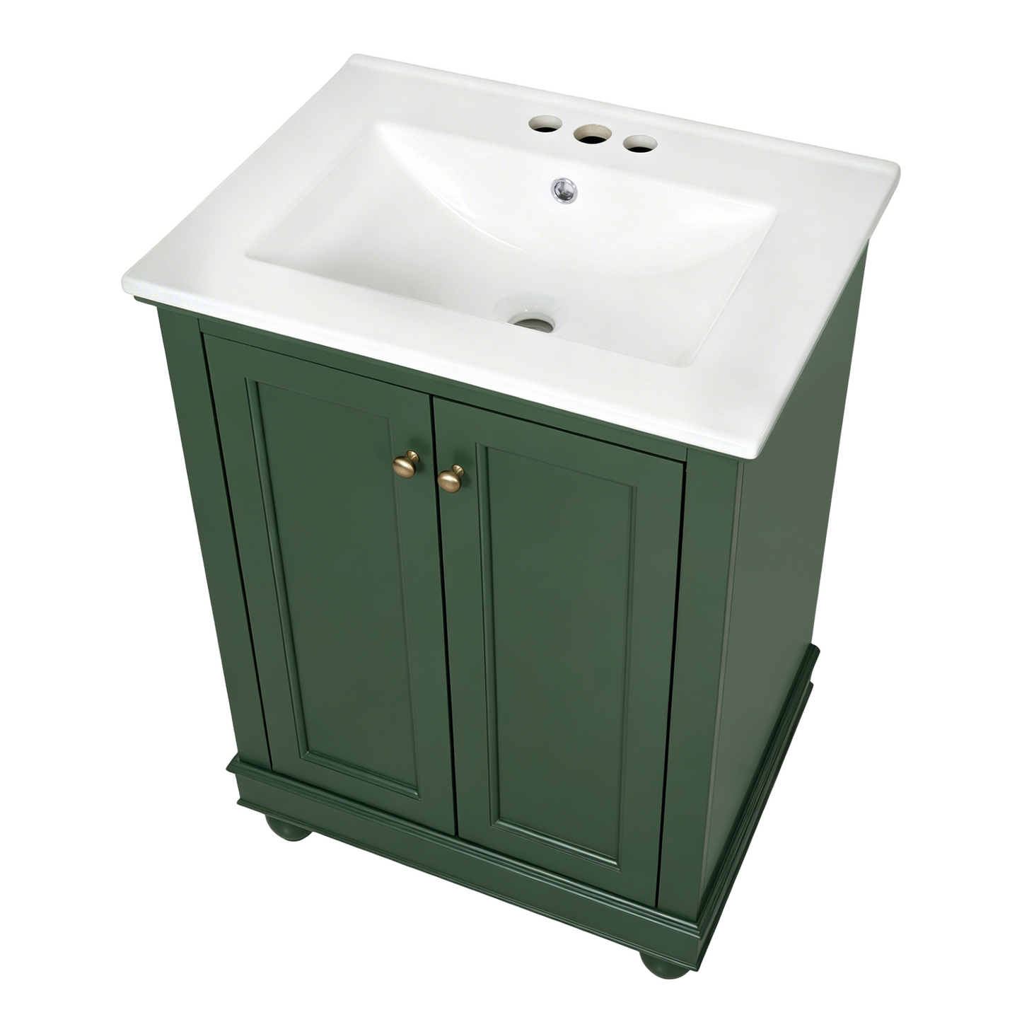 24 Inch Green Modern Bathroom Vanity Cabinet with Soft-Closing Storage