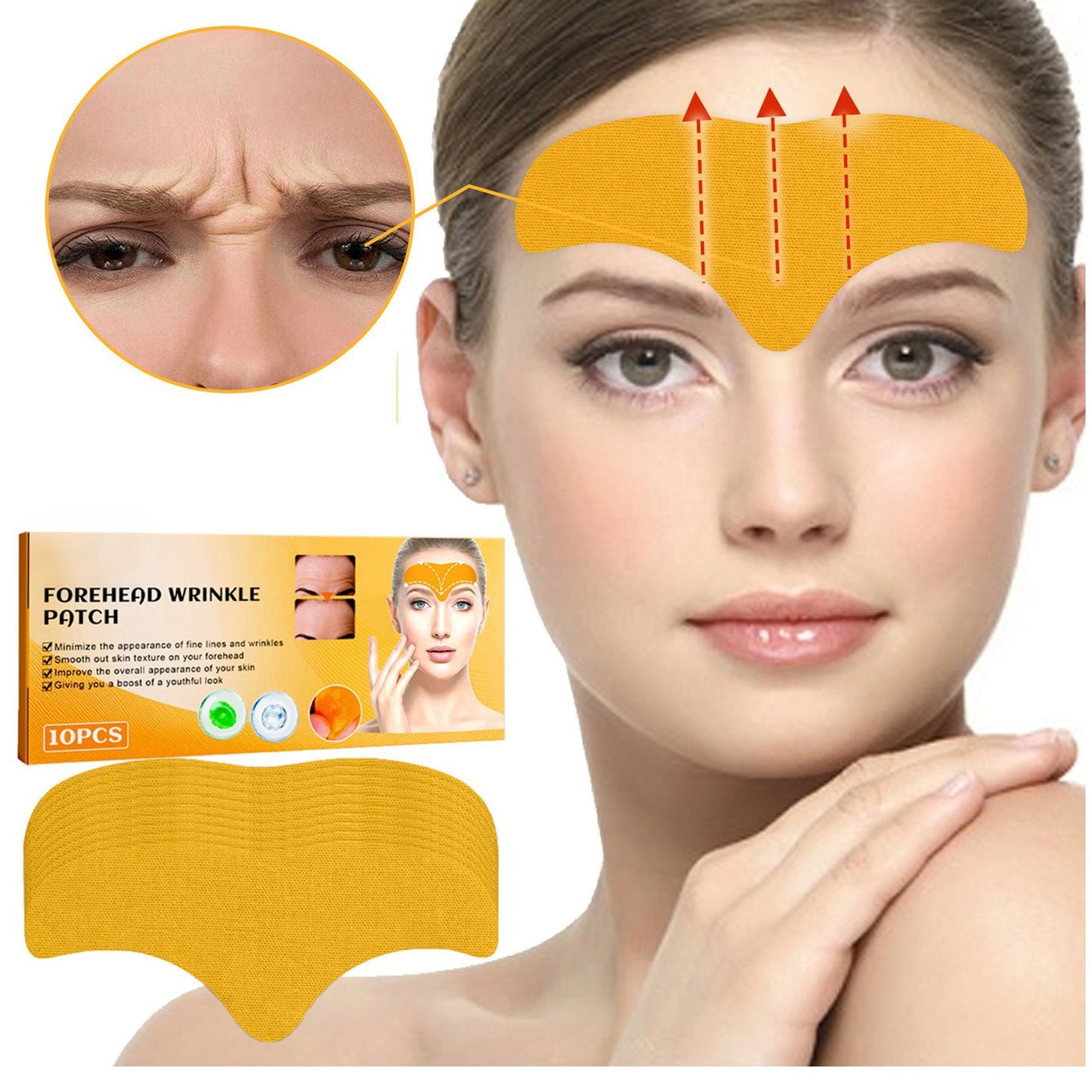 Anti-Wrinkle Forehead Patches with Collagen and Centella Asiatica - 10 Pack