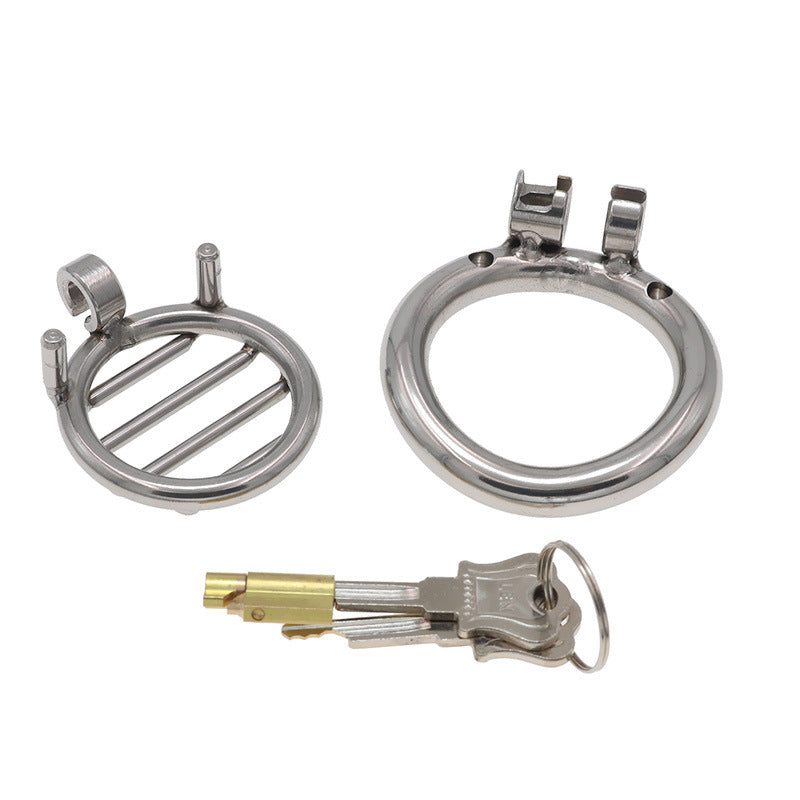 Men's Stainless Steel Flat Chastity Lock with Multiple Ring Sizes