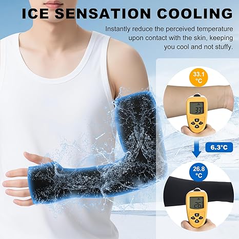 Cooling Ice Silk Sun Sleeves - UV Protection Arm Guards for Outdoor Activities