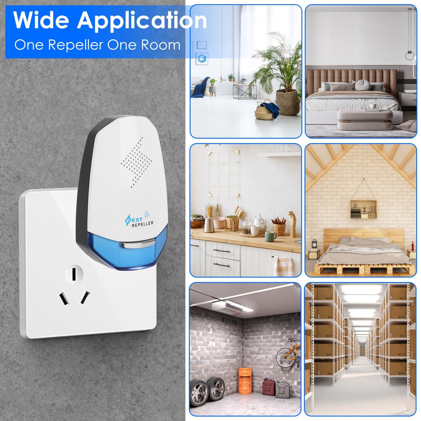 Ultrasonic Pest Repeller with Night Light - 2 Pack