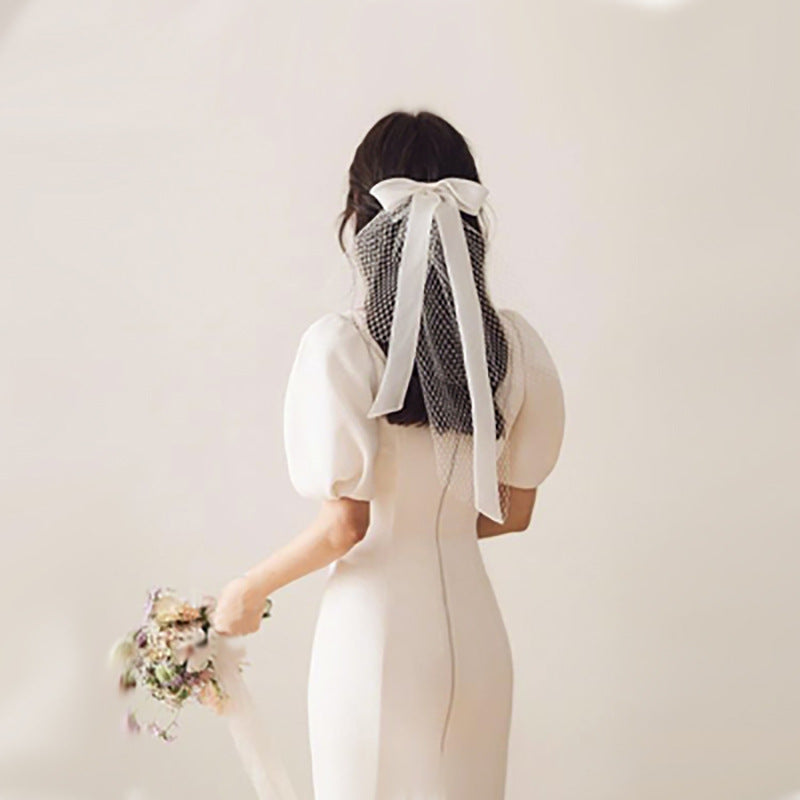 Bridal Ribbon Veil Short