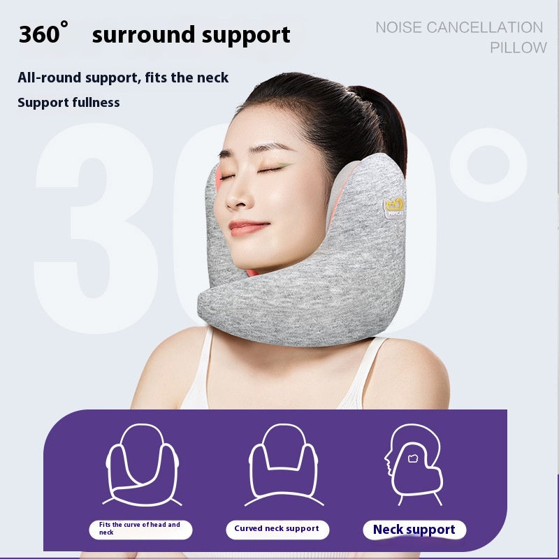 Travel Neck Pillow Memory Foam Noise Reduction U-Shaped Support
