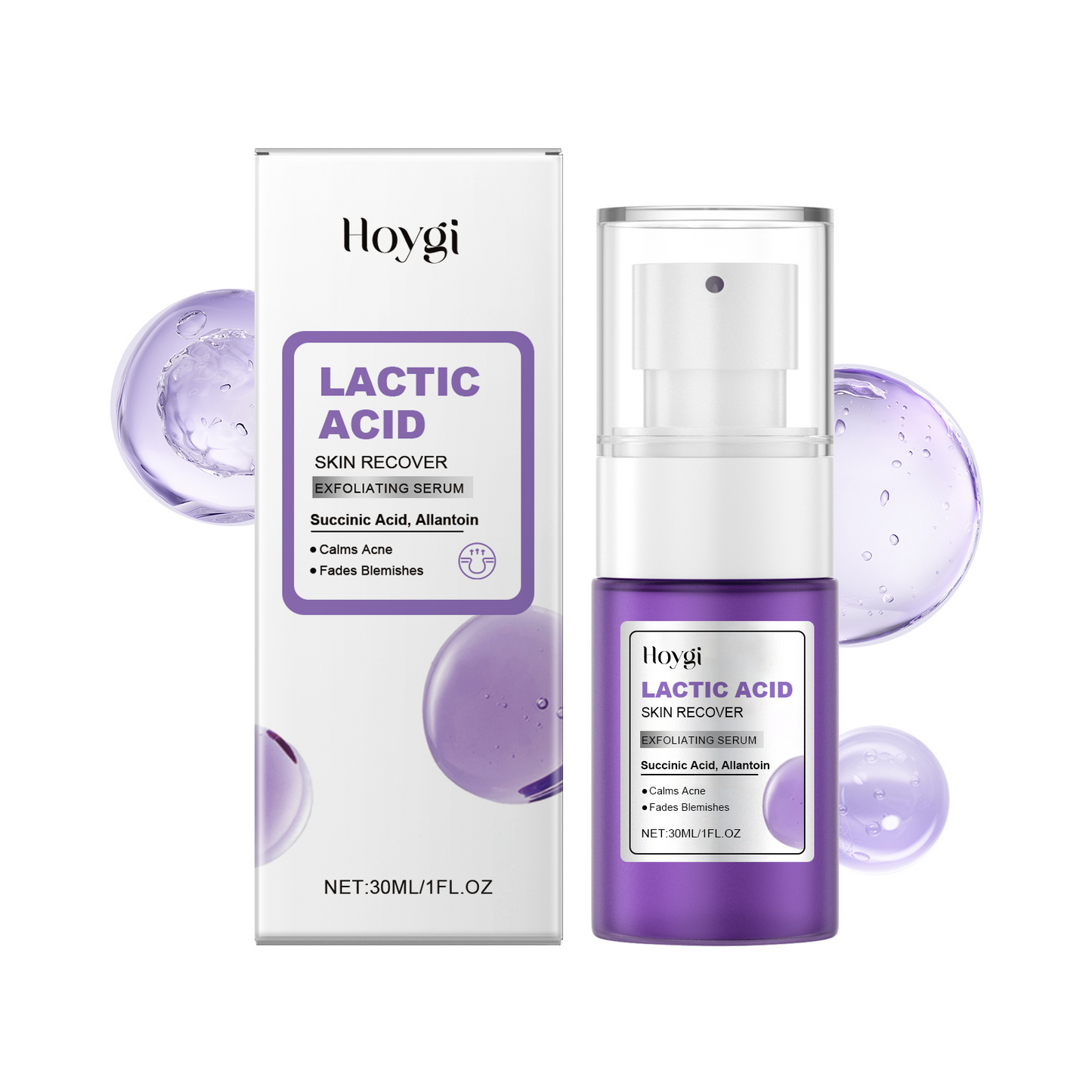 Exfoliating Face Serum with Lactic Acid - 30ml Pore Refining Skin Treatment