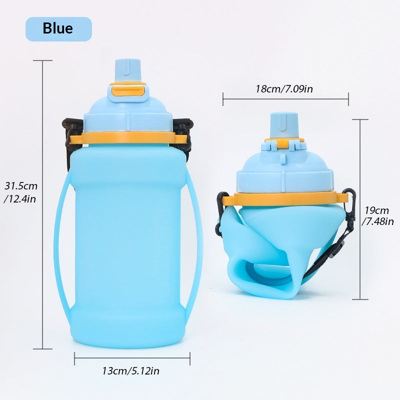 Large Capacity Foldable Sports Water Bottle 2L Silicone Portable Drinkware