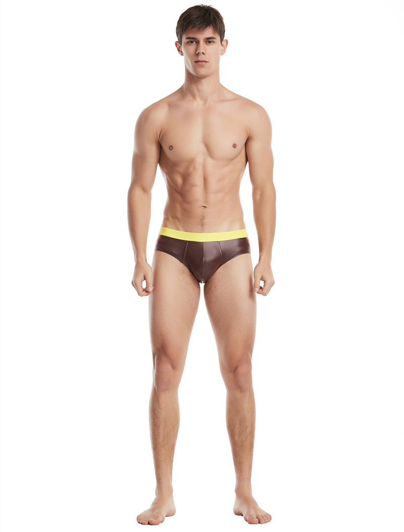 Men's Elastic Imitation Leather Patent Leather Briefs - Breathable & Comfortable