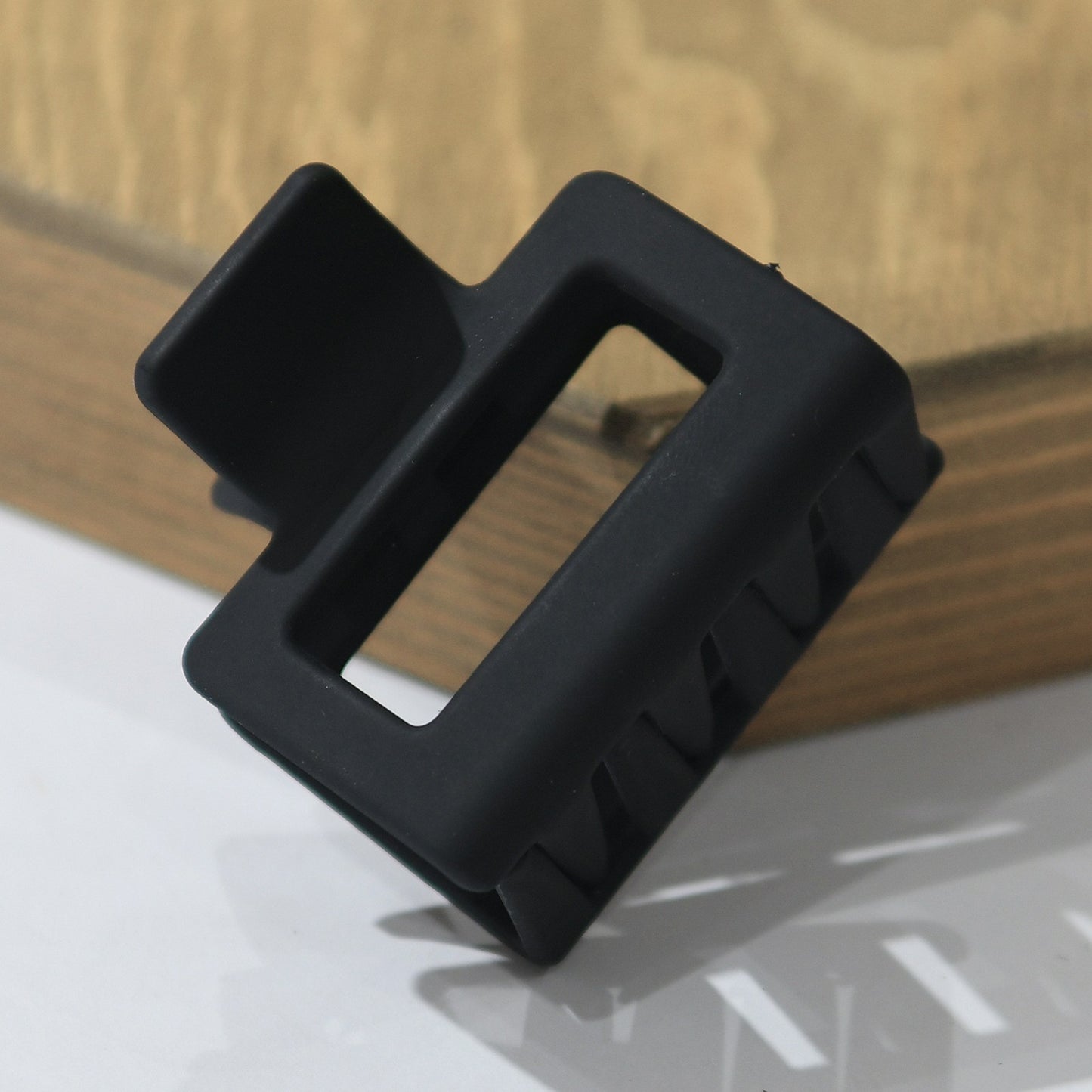 Square Matte Rubber Hair Clips - Korean Style, Black & Cream