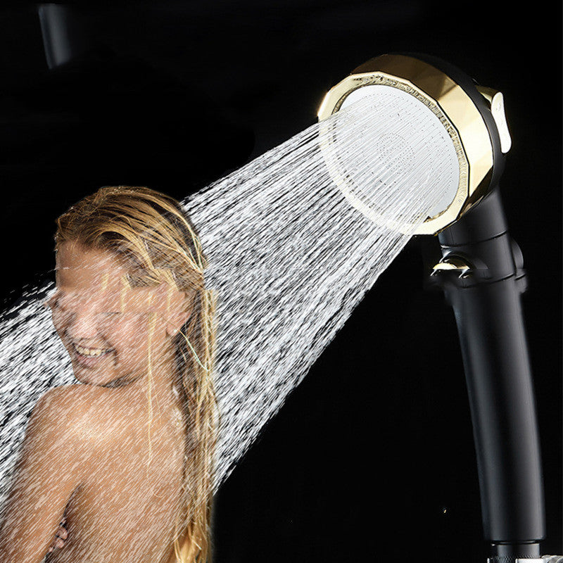 Supercharged Shower Head Black Gold High Pressure Bathroom Fixture