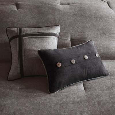 7 Piece Faux Suede Comforter Set - Cozy Lodge Style Bedding