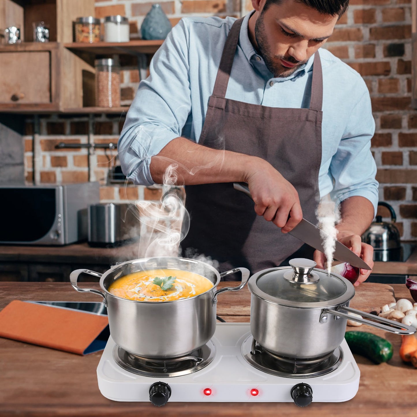 2000W Electric Double Burner Hot Plate - Portable Cooking Stove