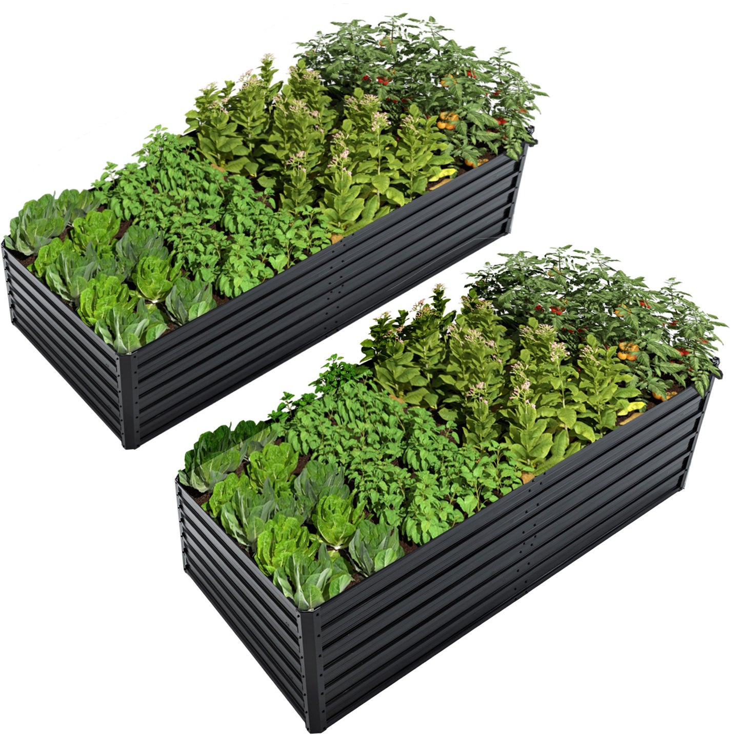 Raised Garden Bed Kit - 2 Pack 8x4x2 FT Galvanized Metal Planters