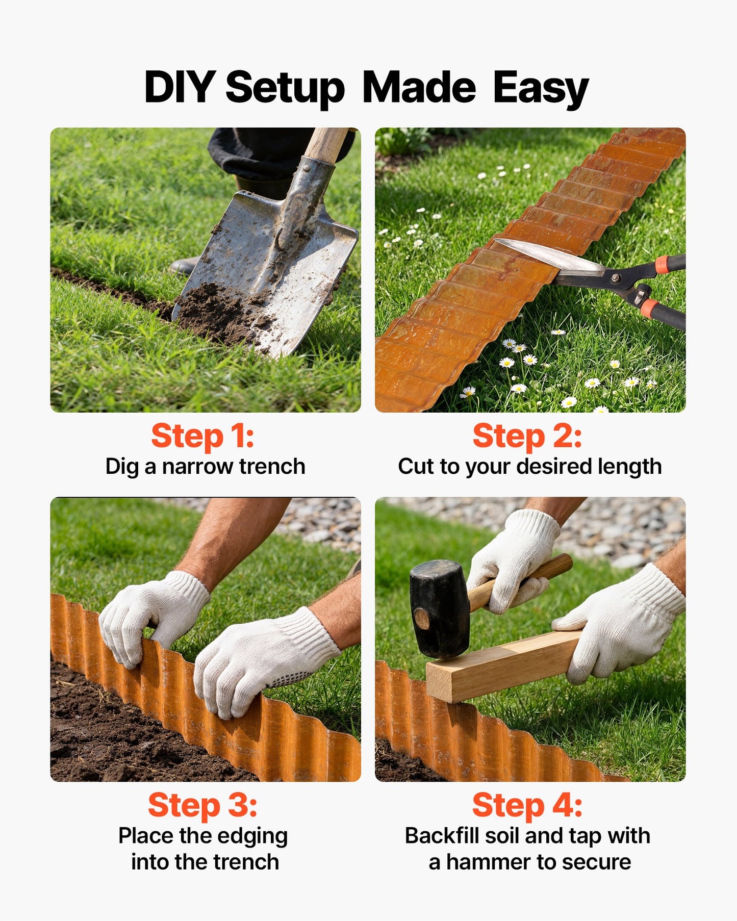 Carbon Steel Landscape Edging 40 Ft Black Garden Border Fencing, Easy Install