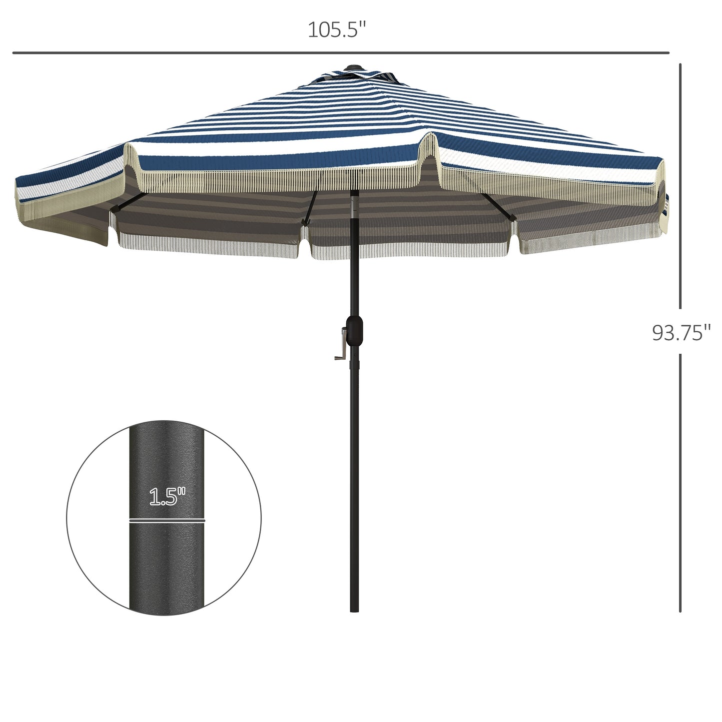 9ft Outdoor Patio Umbrella with Crank & Tilt - Blue Stripe