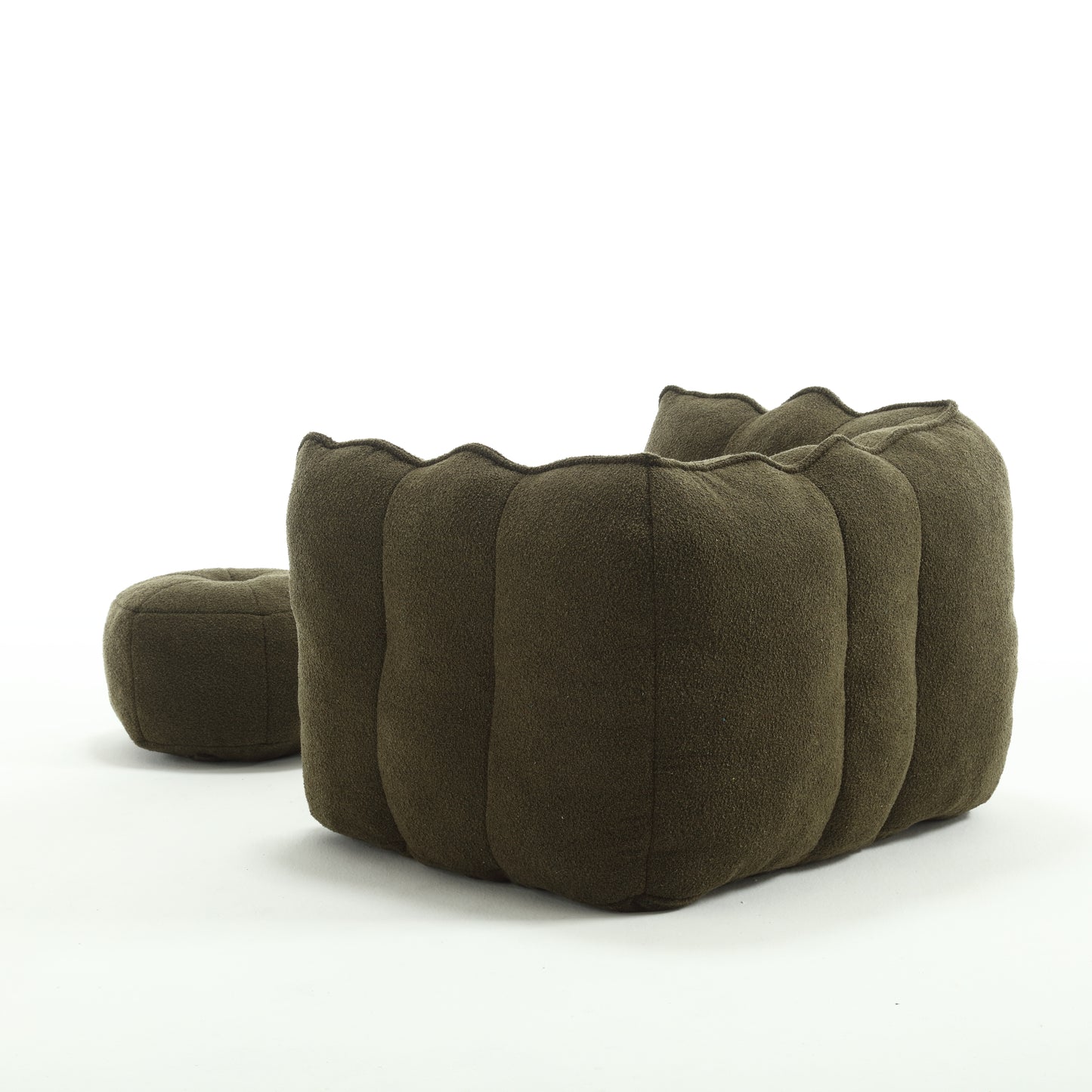 Soft Olive Green Bean Bag Chair with Foam Filler for Adults