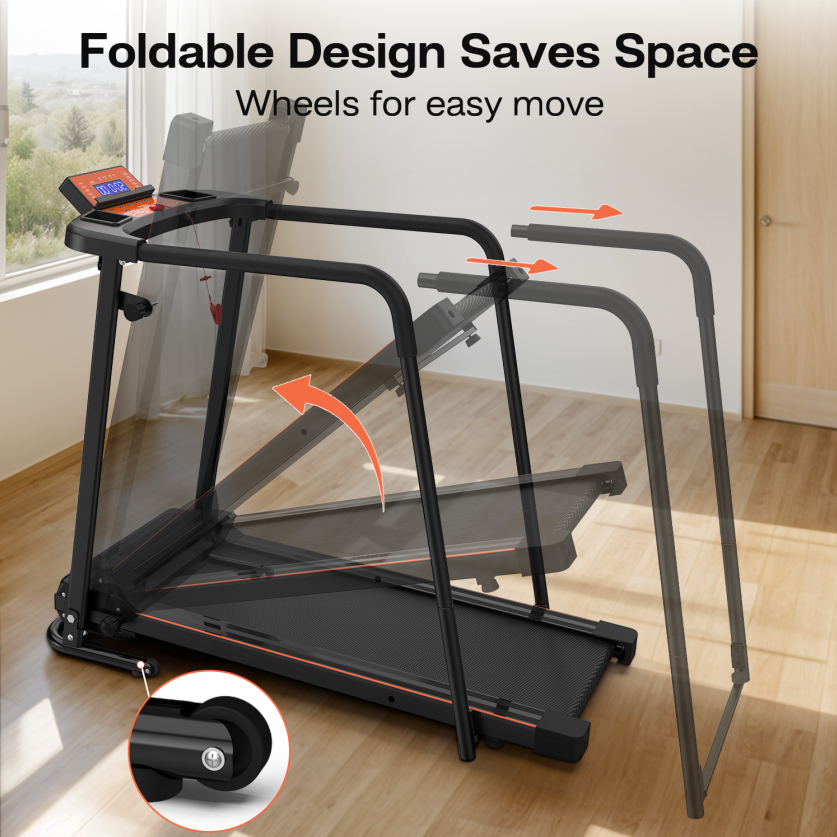 Foldable Treadmill with LED Display - Black
