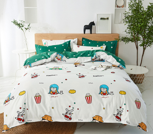 Aloe Cotton Bedding Sheets Set - Four-Piece Bed Linen for Home