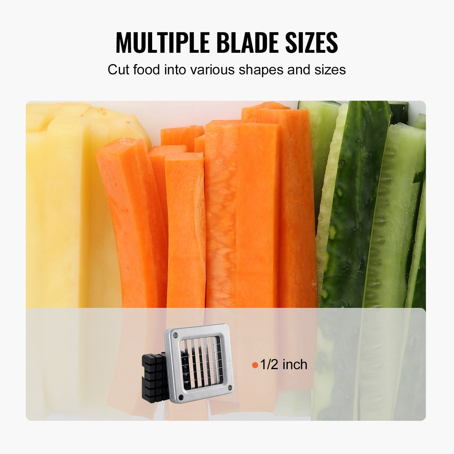 Stainless Steel French Fry Cutter Vegetable Slicer with Handle & Suction Feet