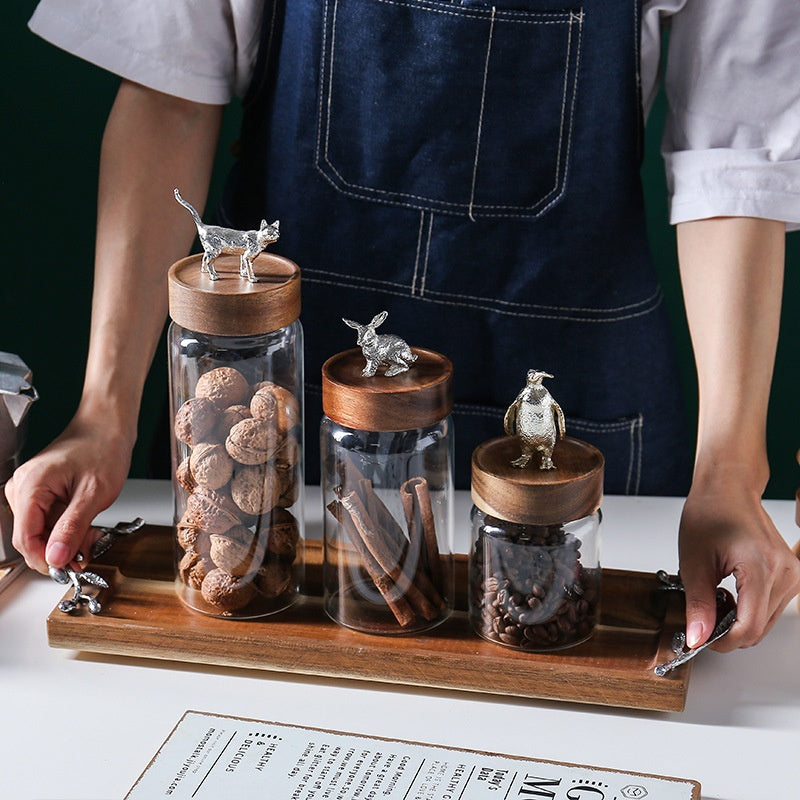 Luxury Glass Sealed Can Tea Pot with Household Storage Jar