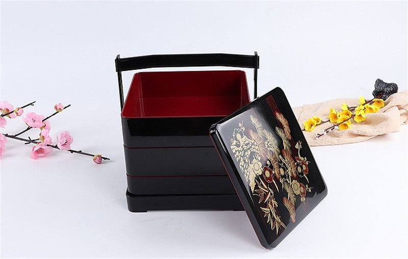 Three-Layer Japanese-Style Portable Lunch Box with Food-Grade ABS
