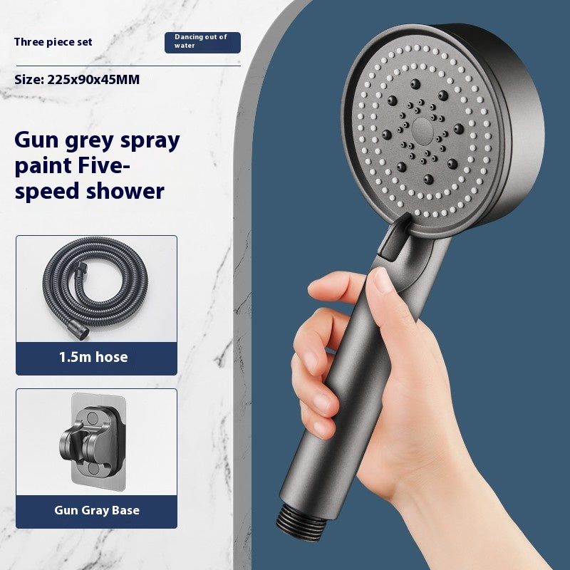Supercharged Shower Nozzle Set with 5-Speed Handheld Shower Head and 1.5m Hose