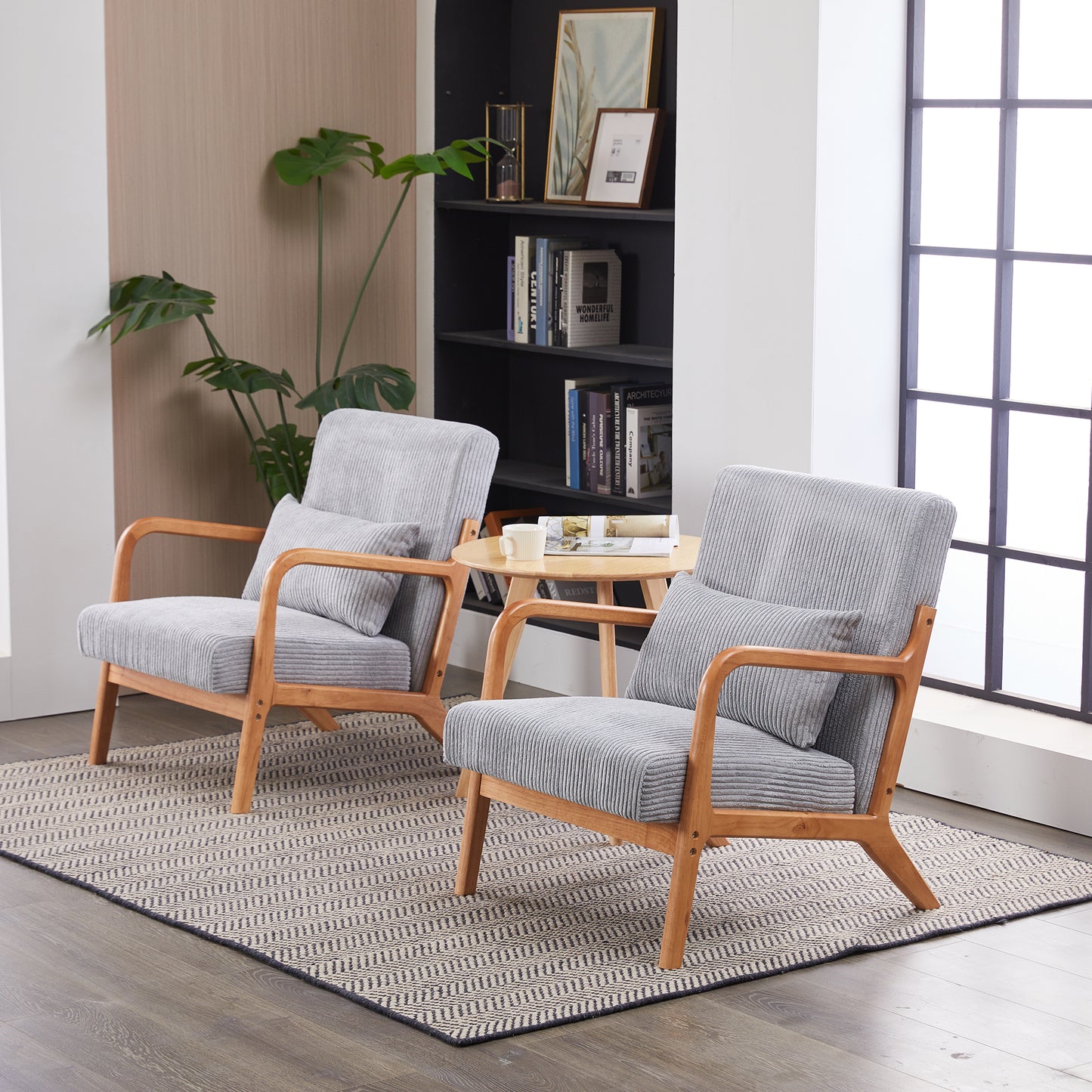 Mid-Century Modern Upholstered Accent Chair - Light Gray