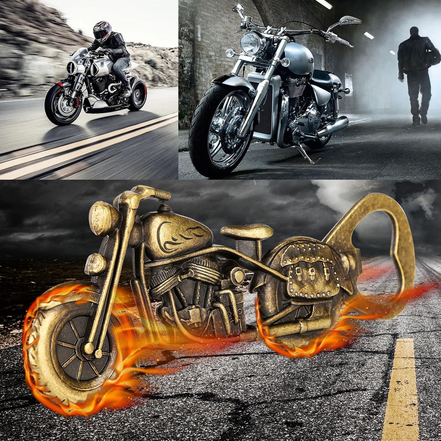 Motorcycle Beer Bottle Opener in Gift Box - Retro Bar Tool