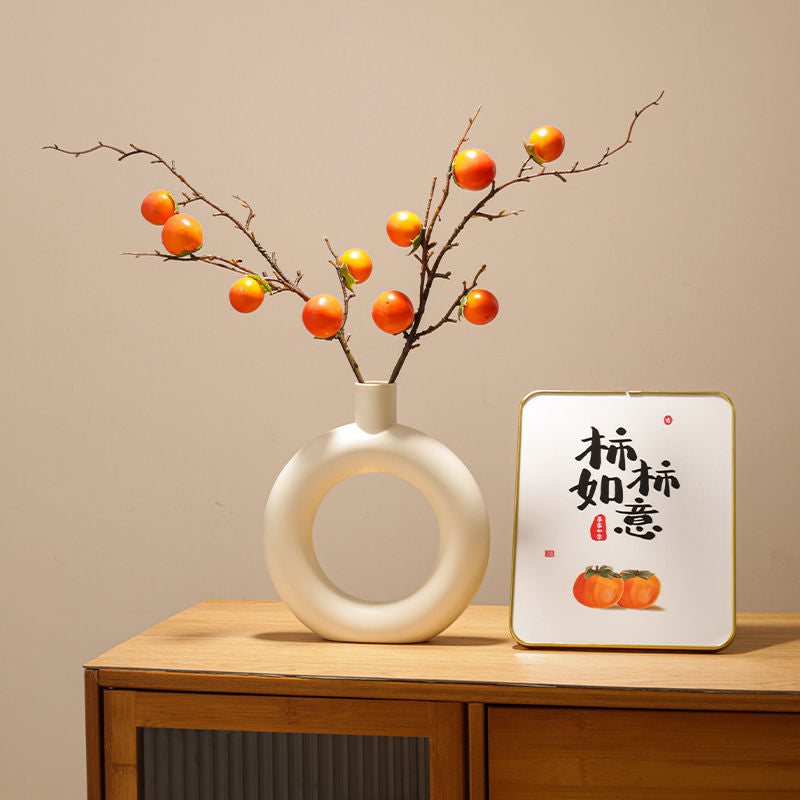 Minimalist Money-Attracting Persimmon Vase Ornament - Modern Home Decor