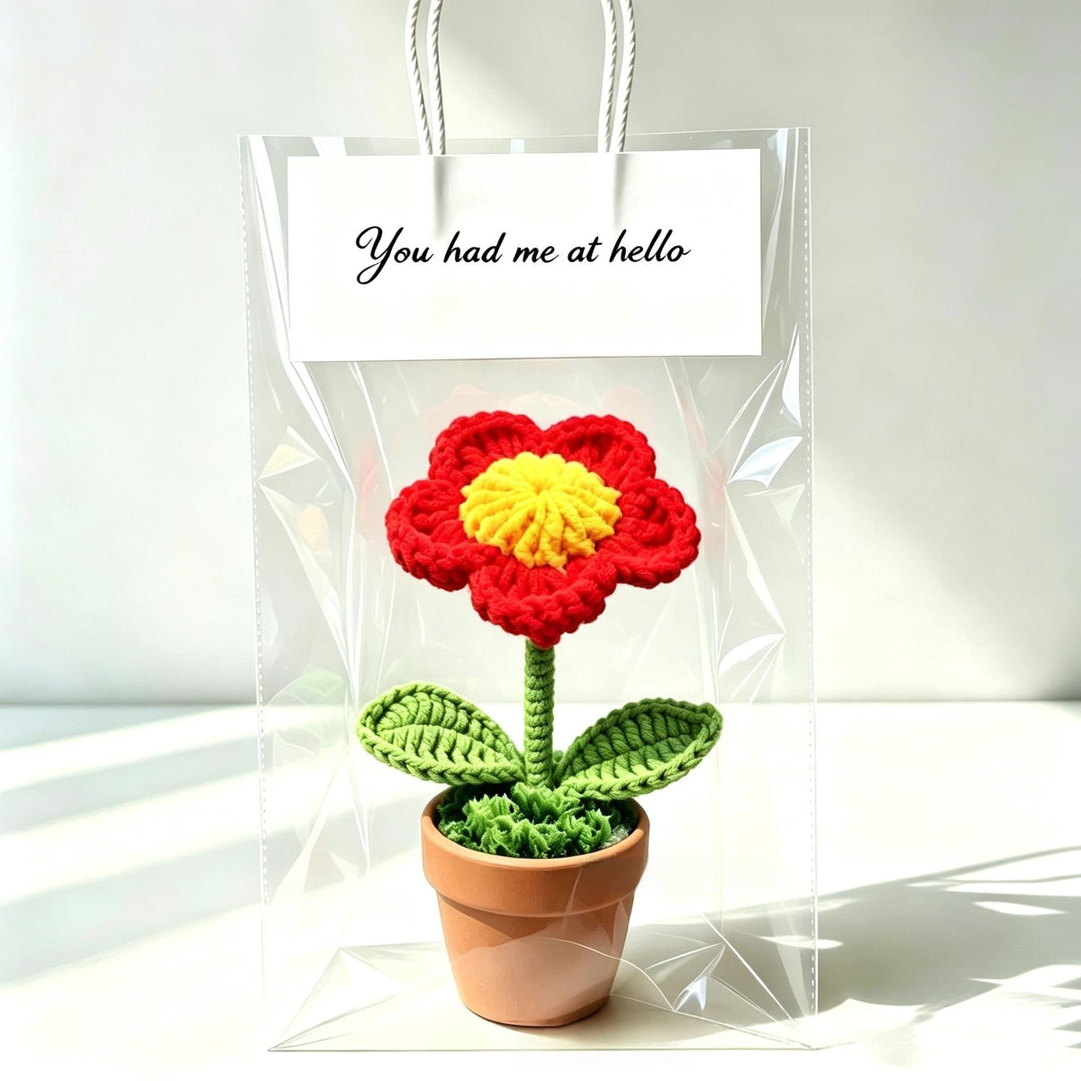 Handmade Yarn Flower Pot Ornaments - Various Styles for Home & Garden Decor