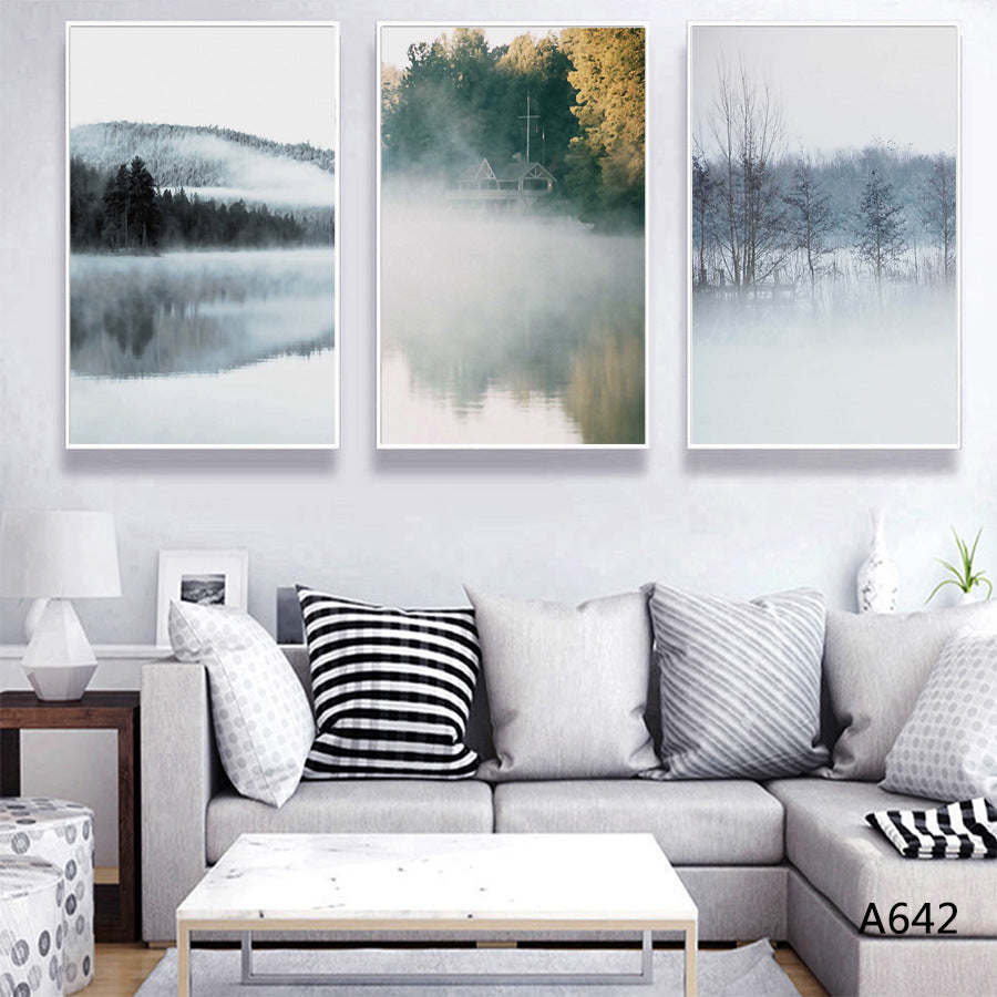 Black and White Building Triptych Canvas Wall Art - Nordic Style, Multiple Sizes