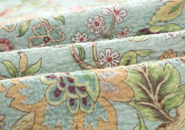 Cotton Bedspread Set 3 Pieces American Style Floral Quilted Bedding
