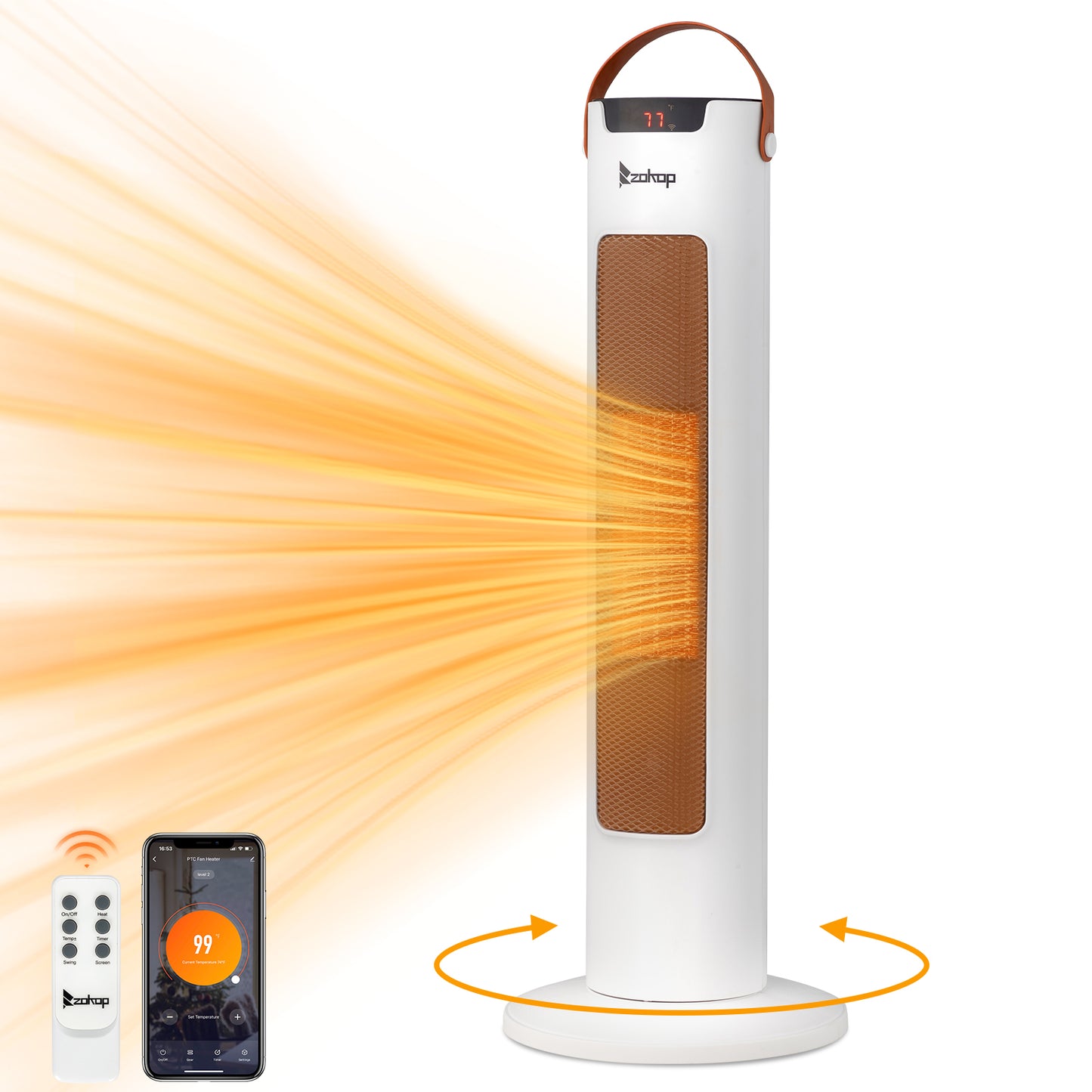 24-Inch Tower Space Heater 1500W WiFi App & Remote Control Thermostat