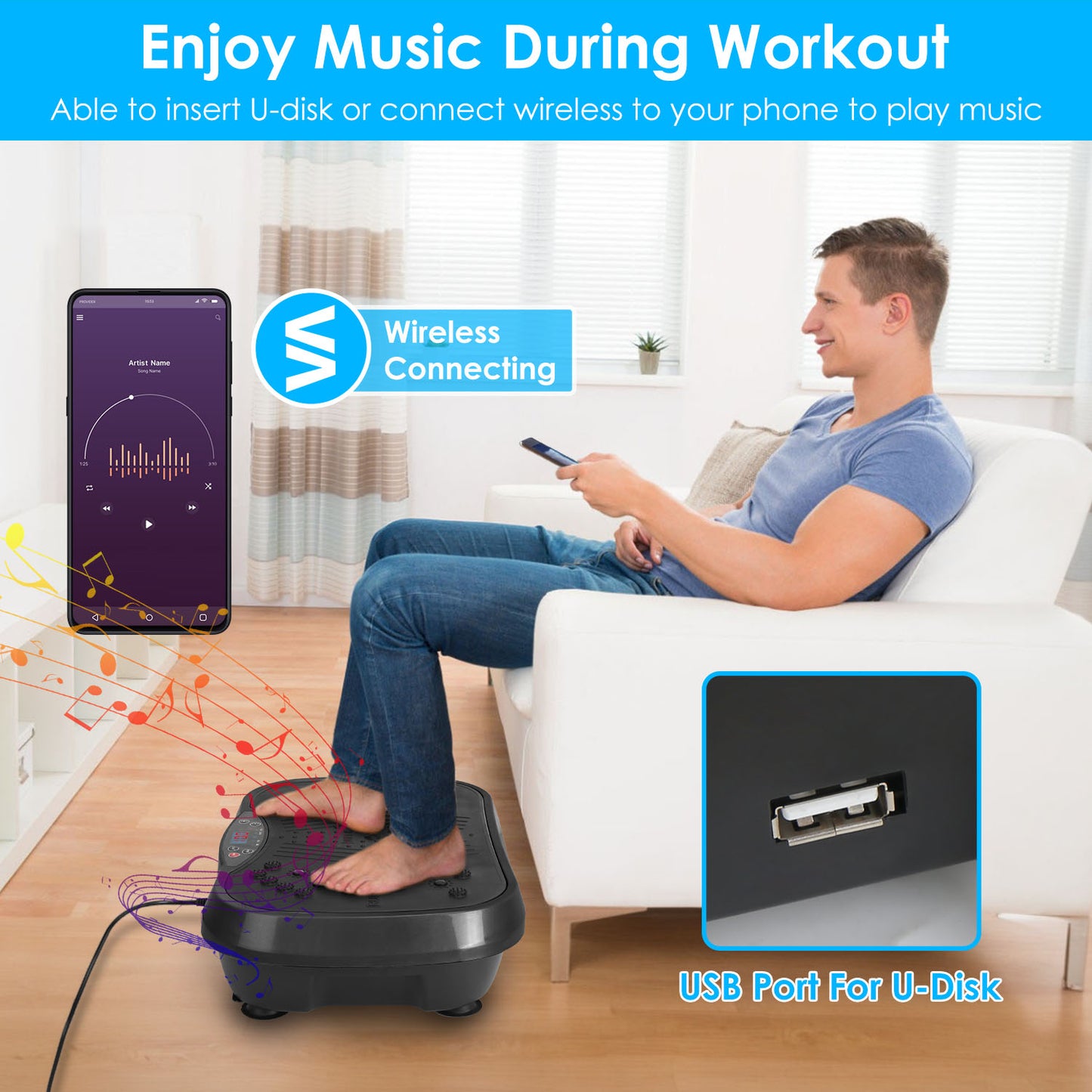 Whole Body Vibration Exercise Machine with 120 Speeds & Remote Control