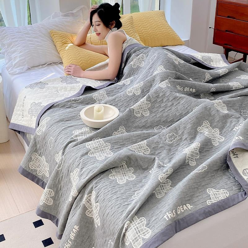 Cotton Three-Layer Office Nap Shawl — Multi-Size & Pattern Options