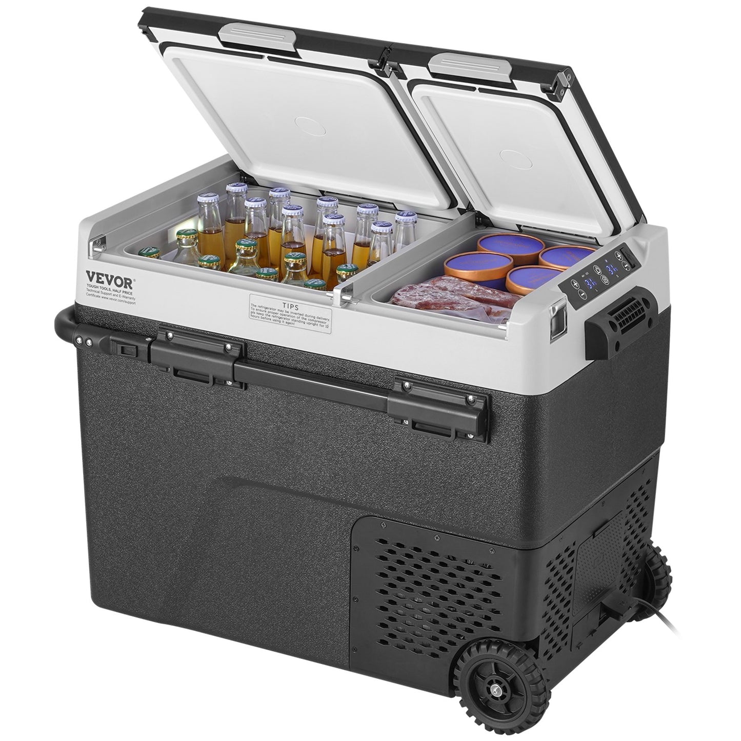 Portable Car Refrigerator Freezer 58L Dual Zone Compressor Cooler - Black