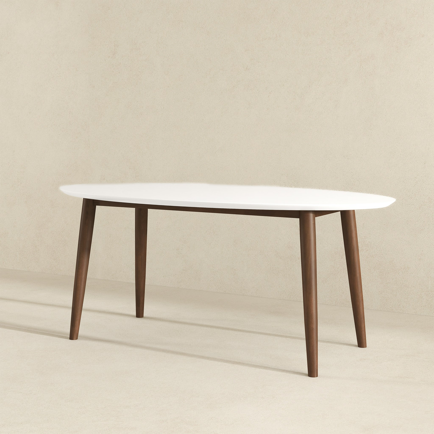 Ada Mid Century Modern Style Solid Wood Dining Table With White Top -