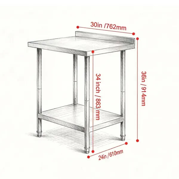 Sleek Metal Work Table With Easy To Clean And Adjustable Shelves For