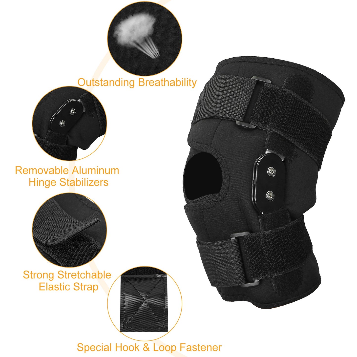 Adjustable Open Patella Knee Brace for Sports Support & Pain Relief