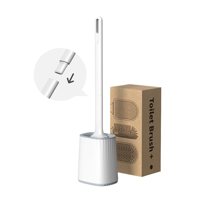 Multi-Functional Detachable Handle Toilet Cleaning Brush Set with Base - No Dead Angle TPR Soft Glue