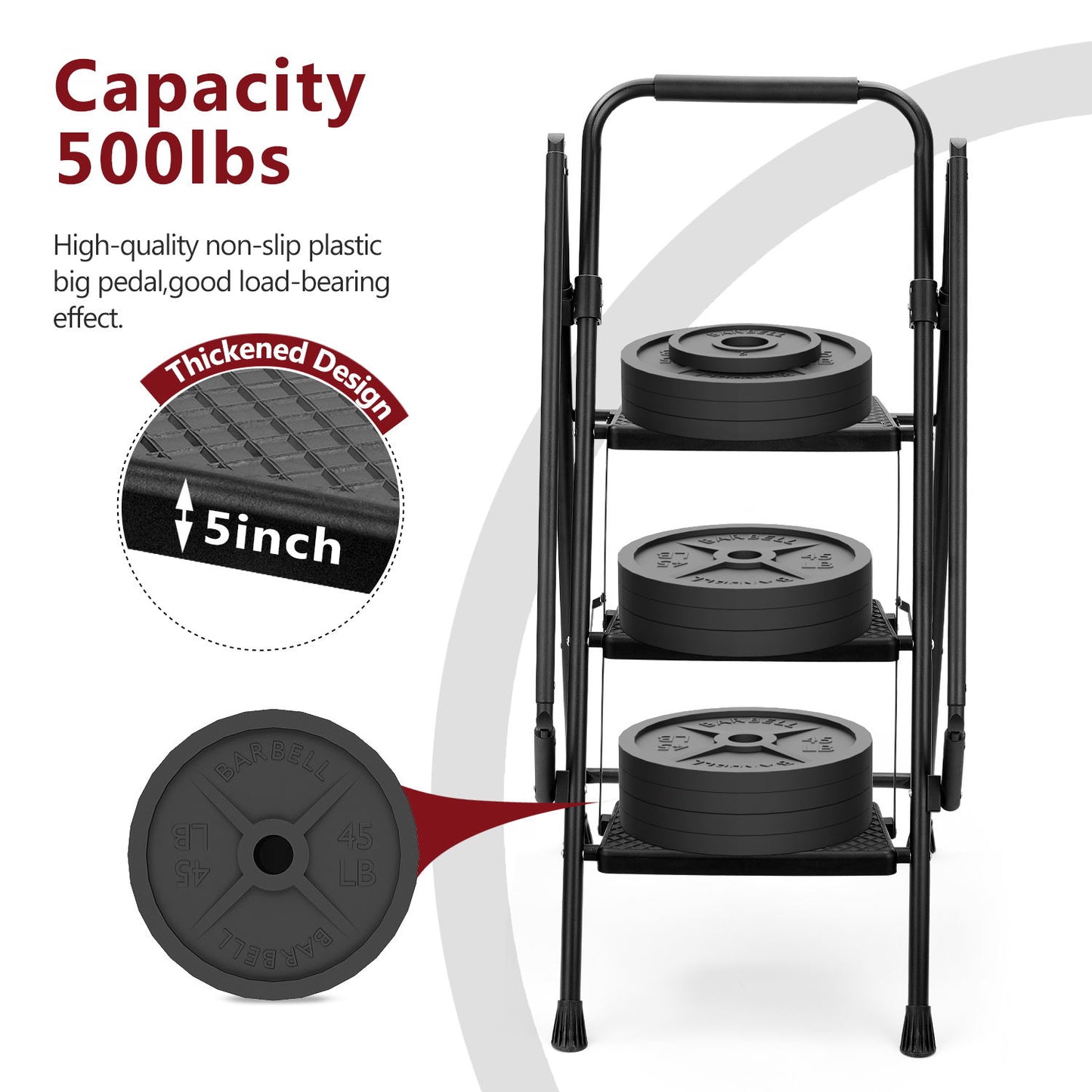 5-Step Folding Metal and Plastic Stepladder with Anti-Slip Pedals – Lightweight Indoor Outdoor