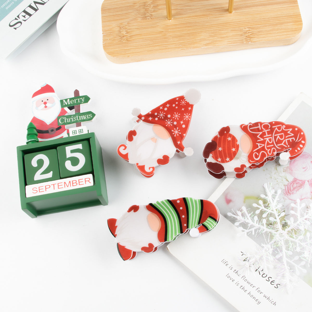Santa Themed Hair Clips - Women's Festive Styles