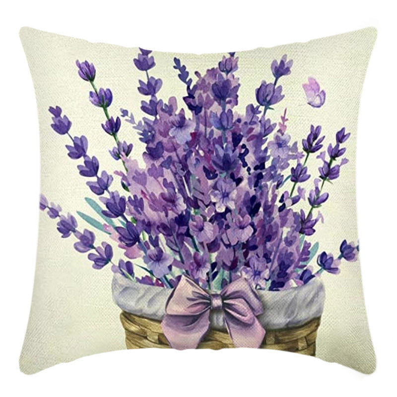 Summer Chrysanthemum Pillow Cover Green Plant Flower Linen 45x45cm Nordic Style