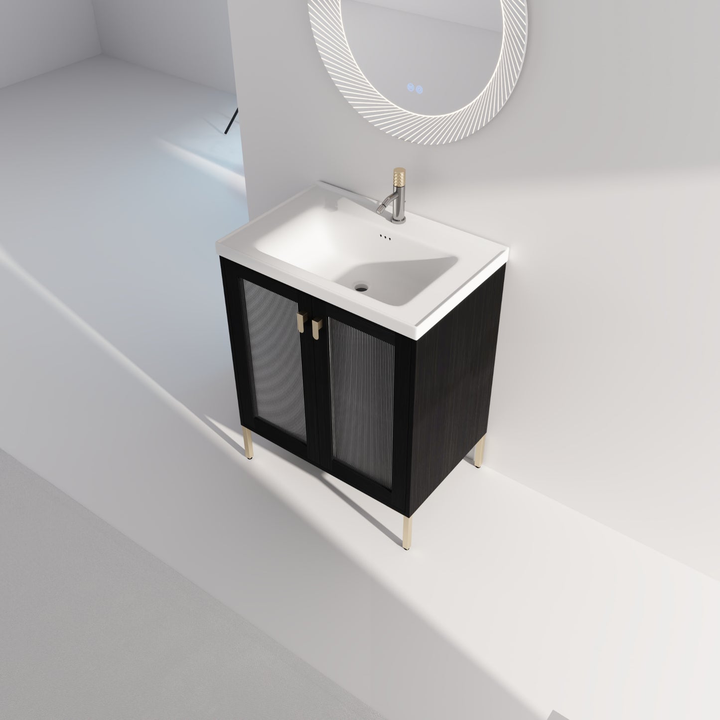 28 Inch Freestanding Bathroom Vanity Plywood With Ceramic Sink, Soft