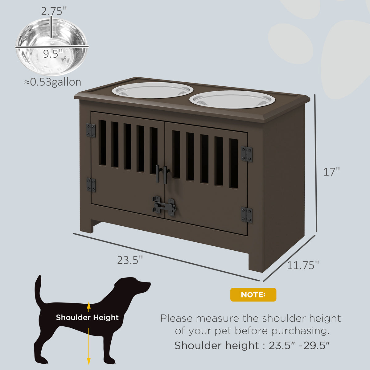 Dog Food Storage Cabinet with Bowls and Feeding Station - Espresso