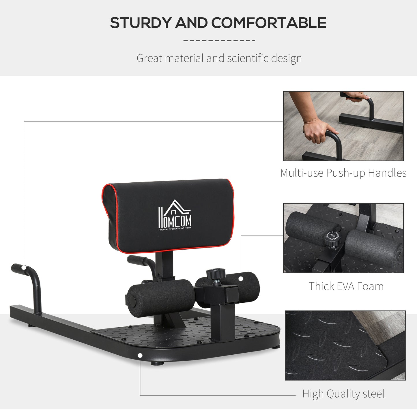 3-in-1 Padded Push Up Sit Up Squat Machine - Home Gym Equipment