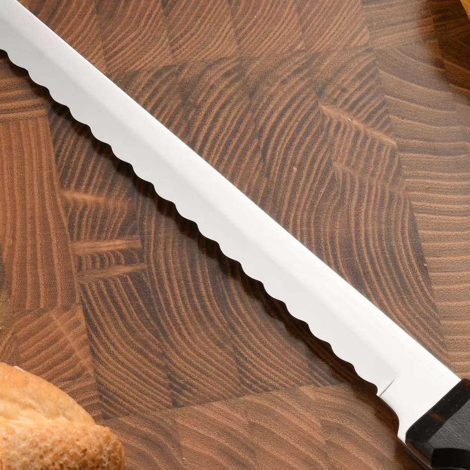 10-Inch Carbon Steel Bread Knife with Wooden Handle