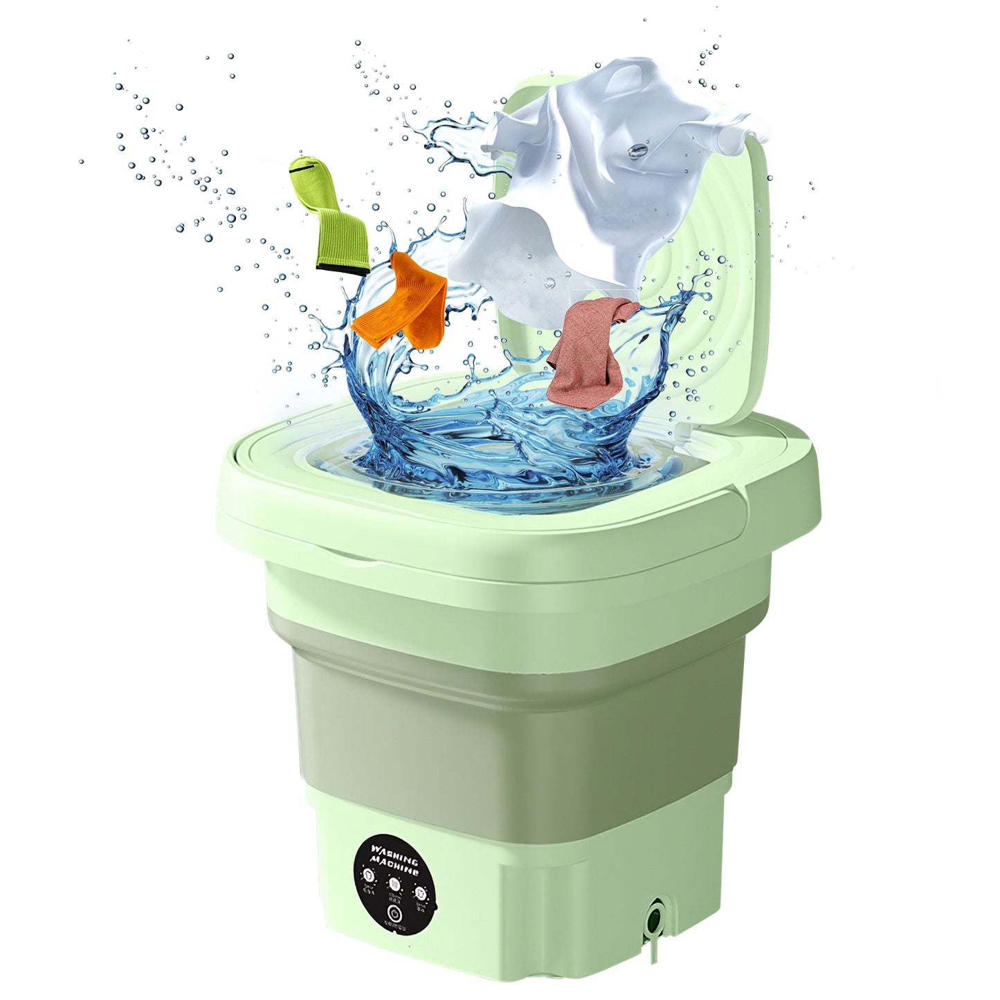 Portable Foldable Washing Machine with 3 Modes and Large 8L Capacity for Travel and Small Spaces