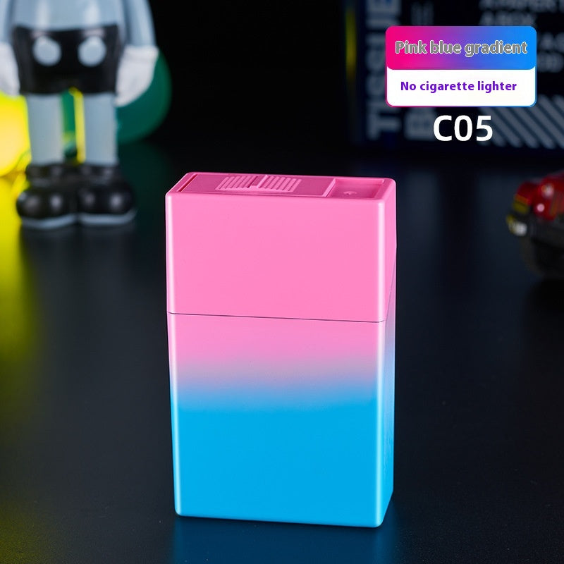 Portable Cigarette Case with Lighter - Gradient Color Windproof Storage Organizer