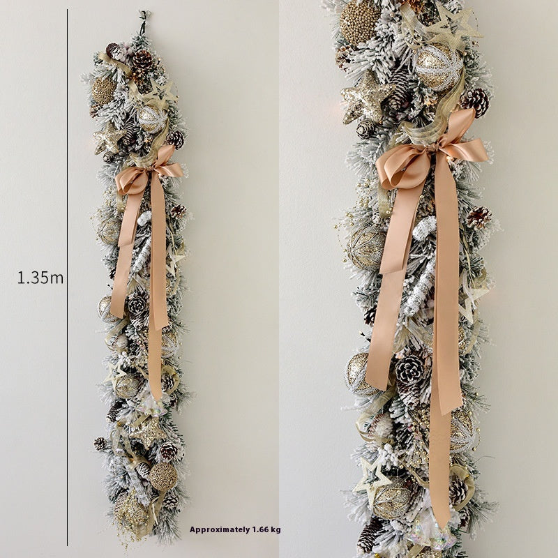 Encrypted Flocking Christmas Garland - Window Decoration for Holiday Festive Decor