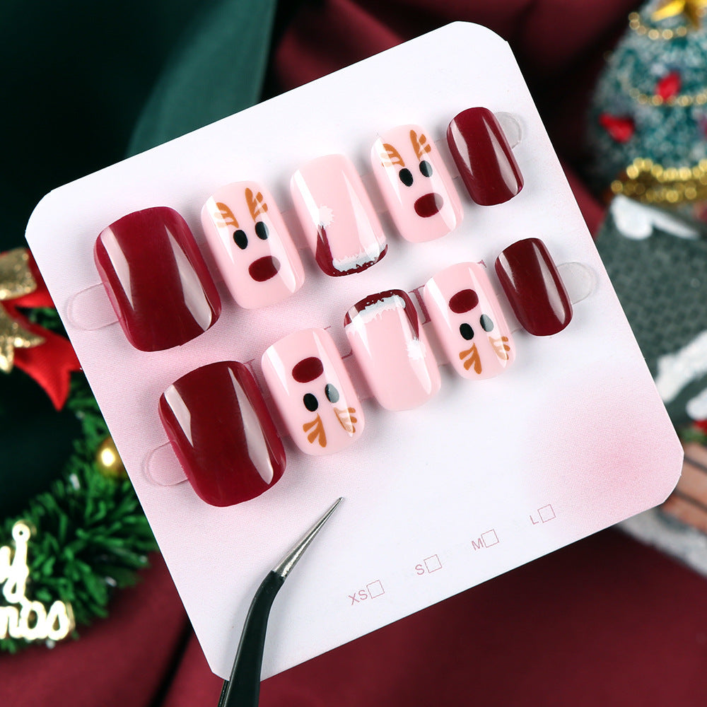 Christmas Elk Patch Wear Armor Kit for Nail Art - 24 Pieces, Glue & Jelly Styles